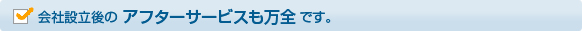 会社設立後のアフターサービスも万全です。